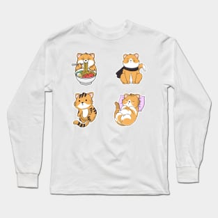 Funny Cute Cat Sticker Pack for cat lover Long Sleeve T-Shirt